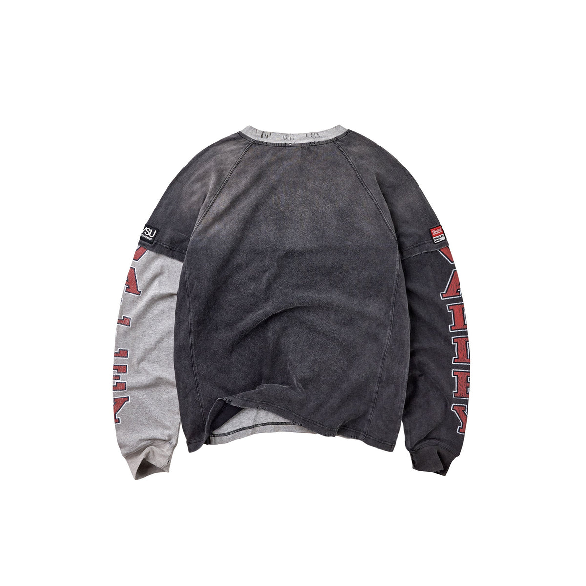 Vale Varsity grey long sleeve shirt, back view