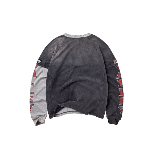 Vale Varsity grey long sleeve shirt, back view