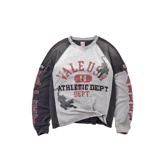Vale Varsity grey long sleeve shirt, front view