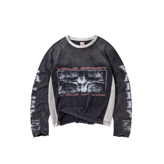 Vale Holy Spirit Washed black long sleeve shirt, front view