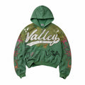 Vale Inferno green zip up hoodie, front view