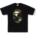 Bape Giant 1ST Camo Big Ape Head black and green T-shirt, front view