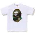 Bape Giant 1ST Camo Big Ape Head white and green T-shirt, front view