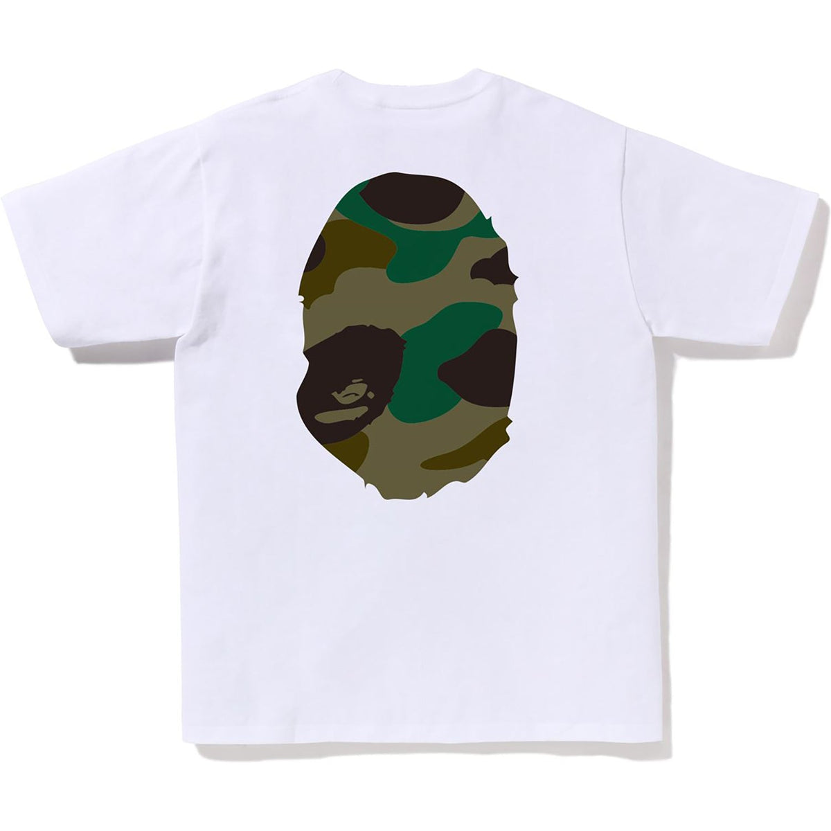 Bape Giant 1ST Camo Big Ape Head white and green T-shirt, print detail