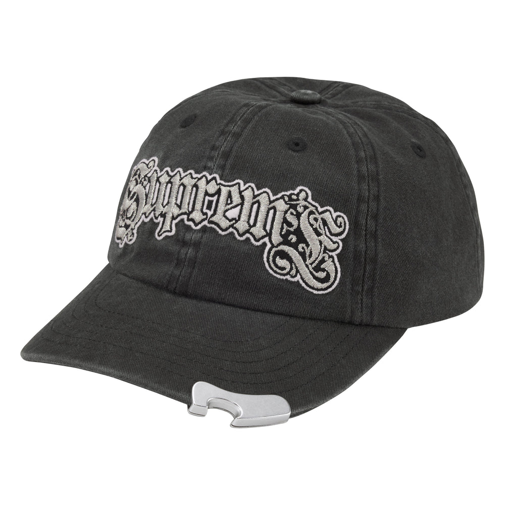 Supreme Bottle Opener black 6-panel cap, front view