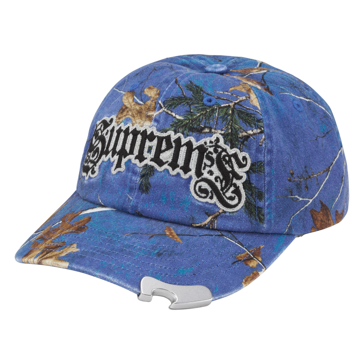 Supreme Bottle Opener realtree xtra royal camo 6-panel cap, front view