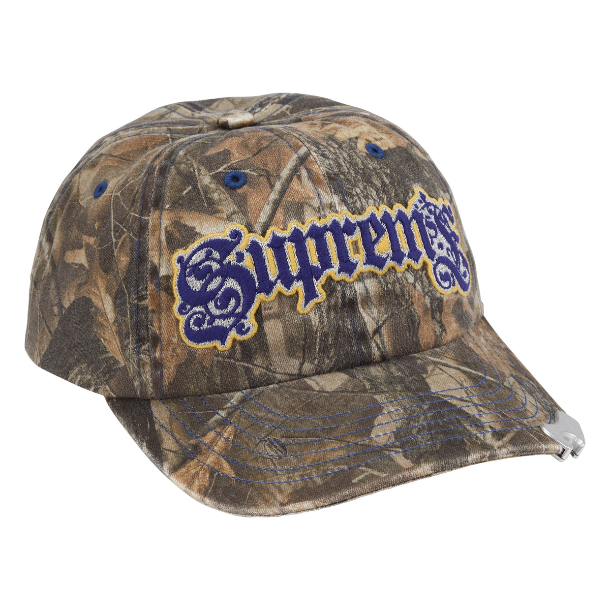 Supreme Bottle Opener realtree hardwoods camo 6-panel cap, angled view