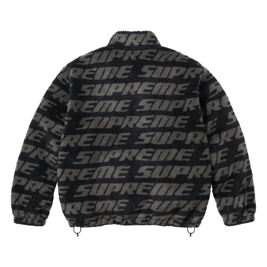 Supreme Repeat Jacquard black fleece jacket, back view