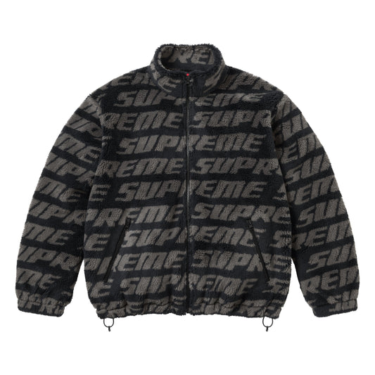 Supreme Repeat Jacquard black fleece jacket, front view