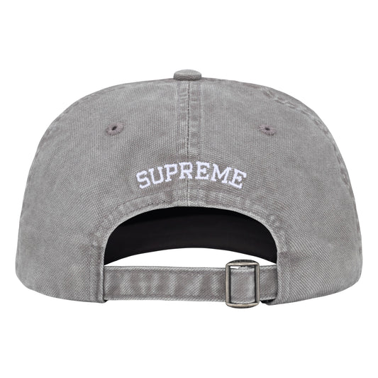 Supreme Washed Canvas S Logo grey 6-panel cap, back view