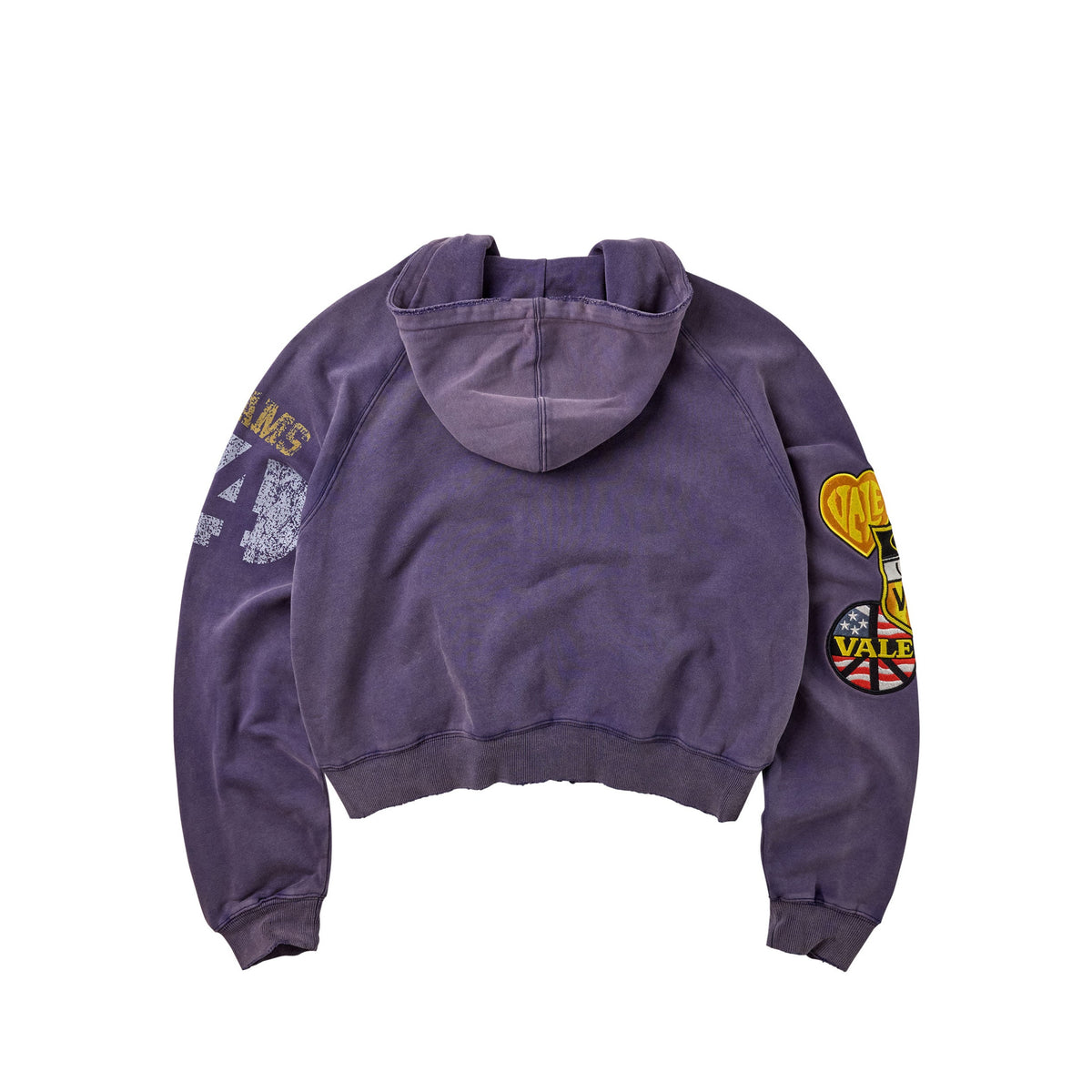 Vale Army purple zip up hoodie, back view