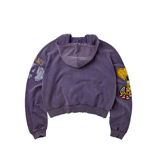 Vale Army purple zip up hoodie, back view