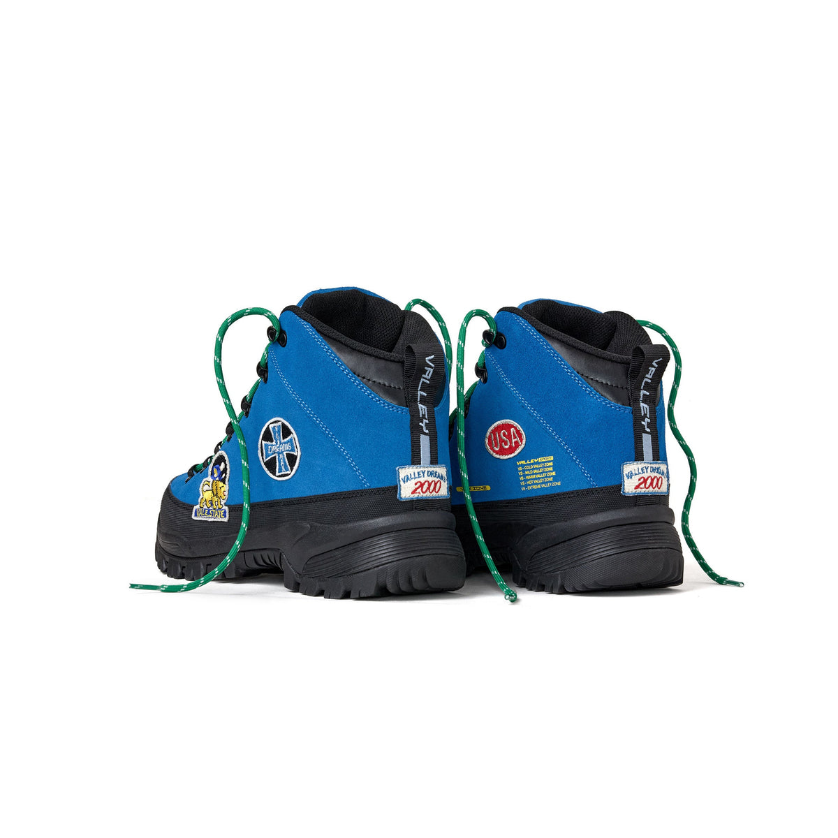 Vale Oasis blue hiking boots, back view
