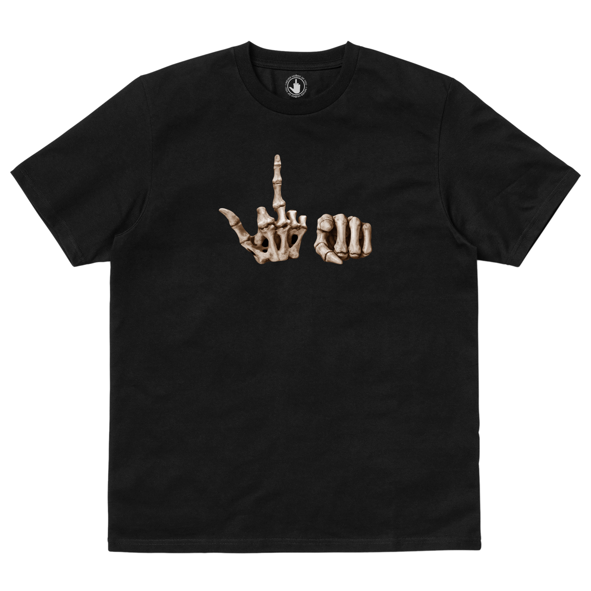 I Never Heard Of You Bone Hands black T-shirt, front view