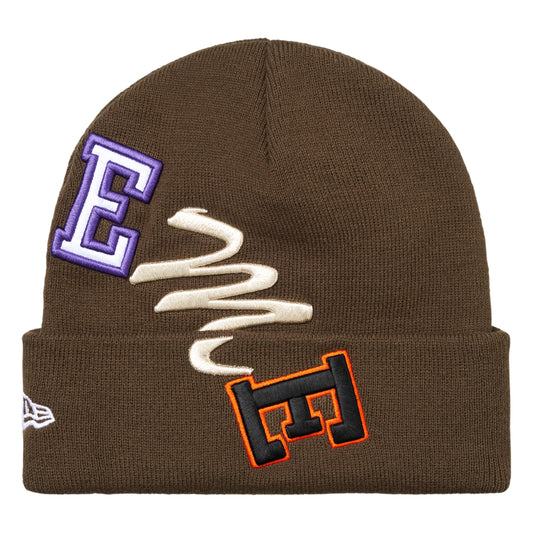 Supreme New Era Arc brown beanie, back view
