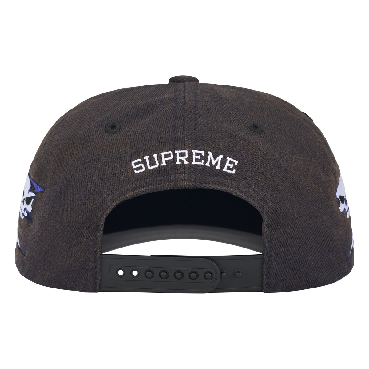 Supreme Skulls Spellout black 6-panel cap, back view