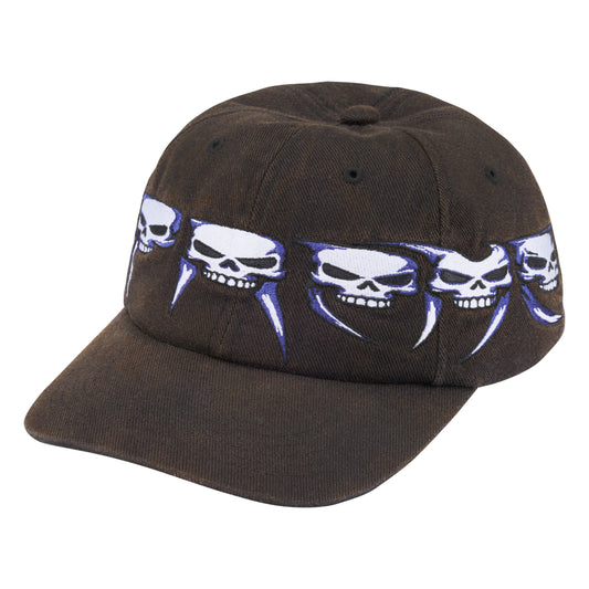 Supreme Skulls Spellout black 6-panel cap, front view