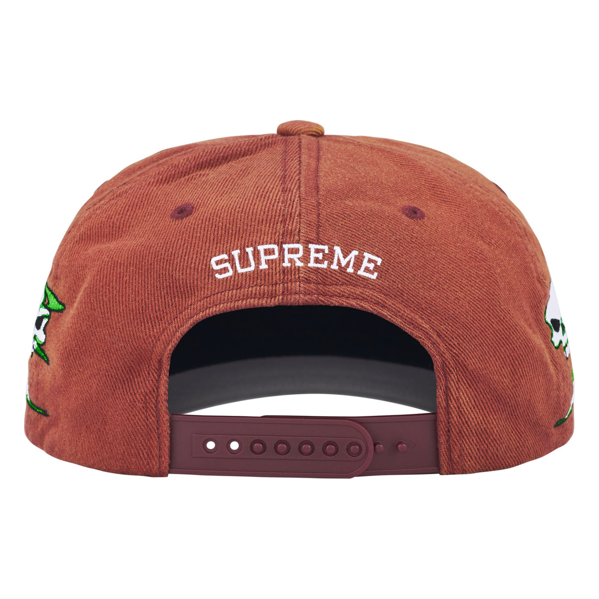 Supreme Skulls Spellout rust 6-panel cap, back view