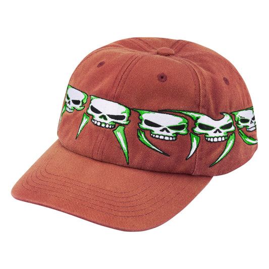 Supreme Skulls Spellout rust 6-panel cap, front view