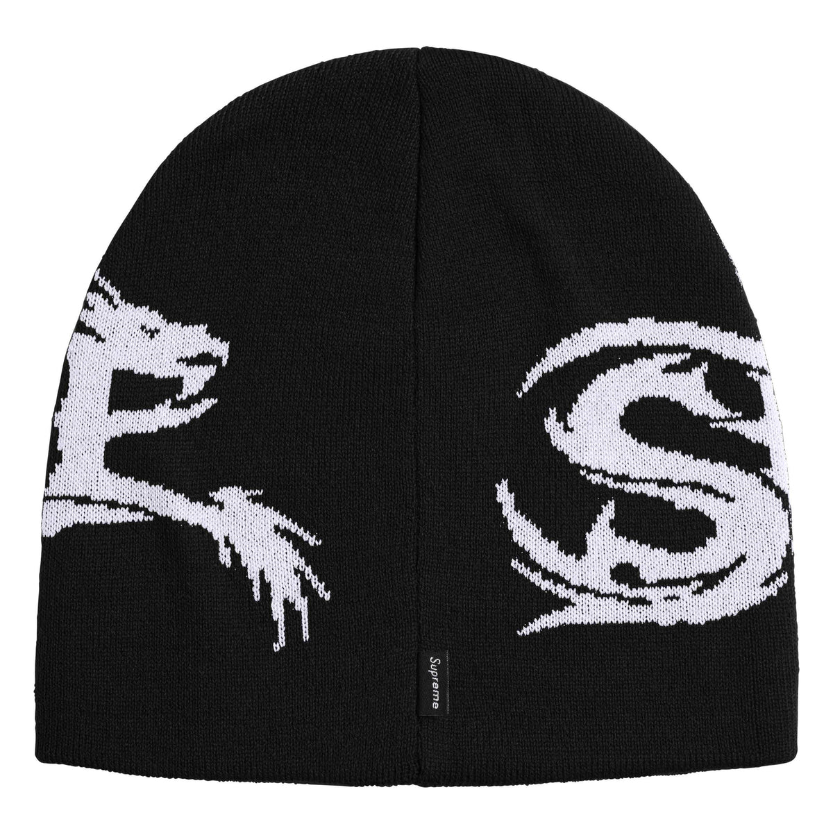 Supreme Dragon black beanie, back view