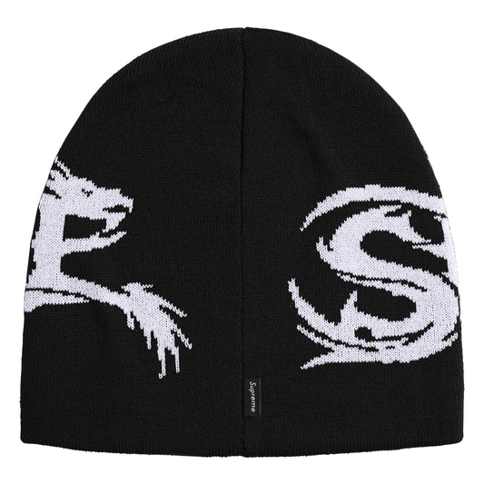 Supreme Dragon black beanie, back view