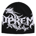 Supreme Dragon black beanie, front view