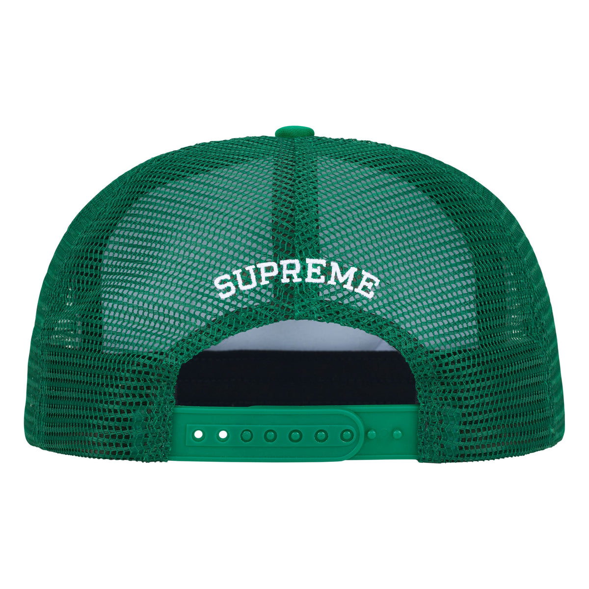 Supreme Authorized Mesh Back green 5-panel cap, back view