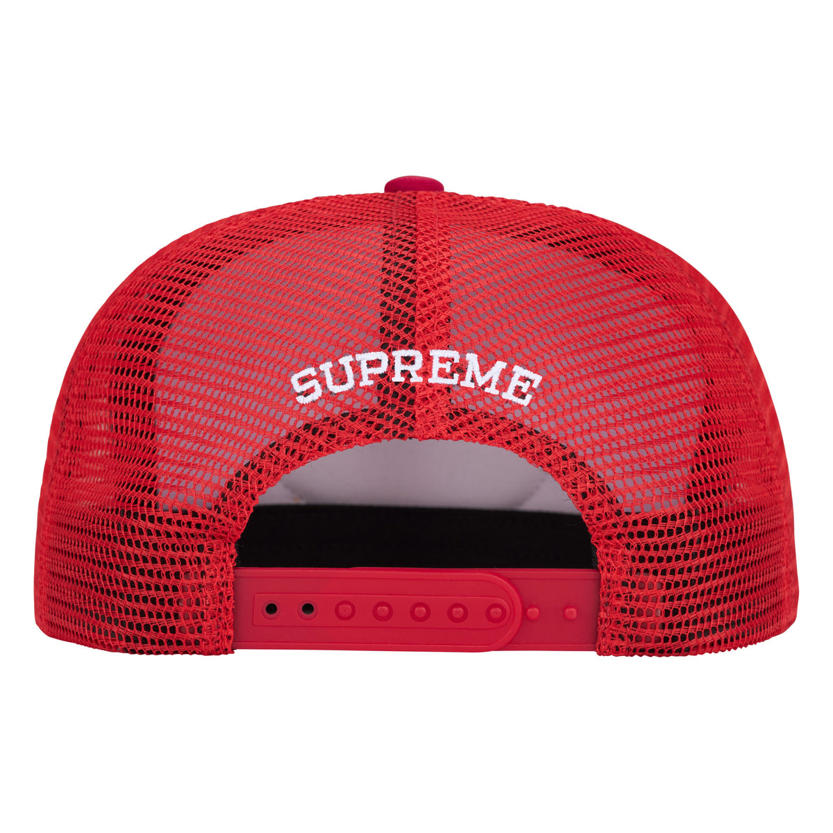 Supreme Authorized Mesh Back red 5-panel cap, back view