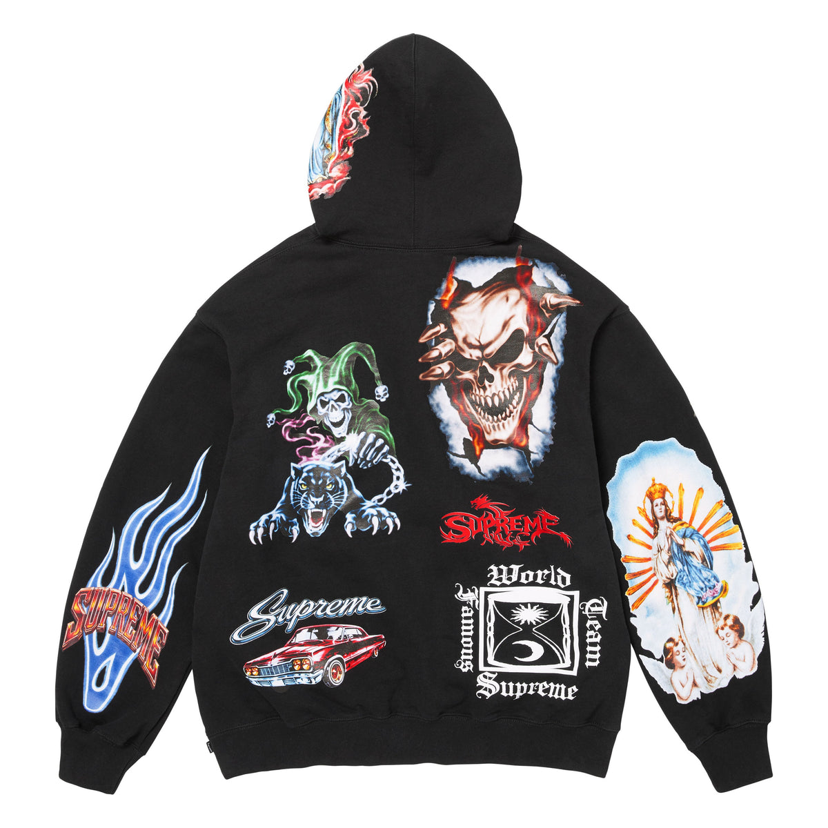 Supreme Stickers black hoodie, back view
