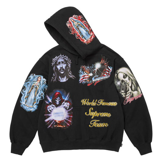 Supreme Stickers black hoodie, side view