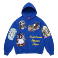 Supreme Stickers royal hoodie, front view
