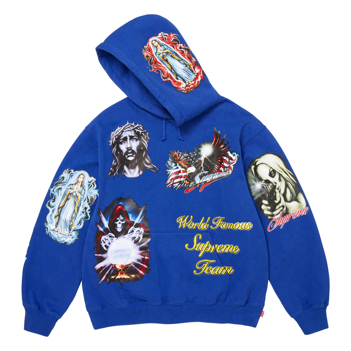 Supreme Stickers royal hoodie, side view
