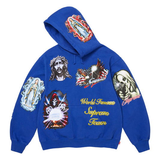 Supreme Stickers royal hoodie, side view