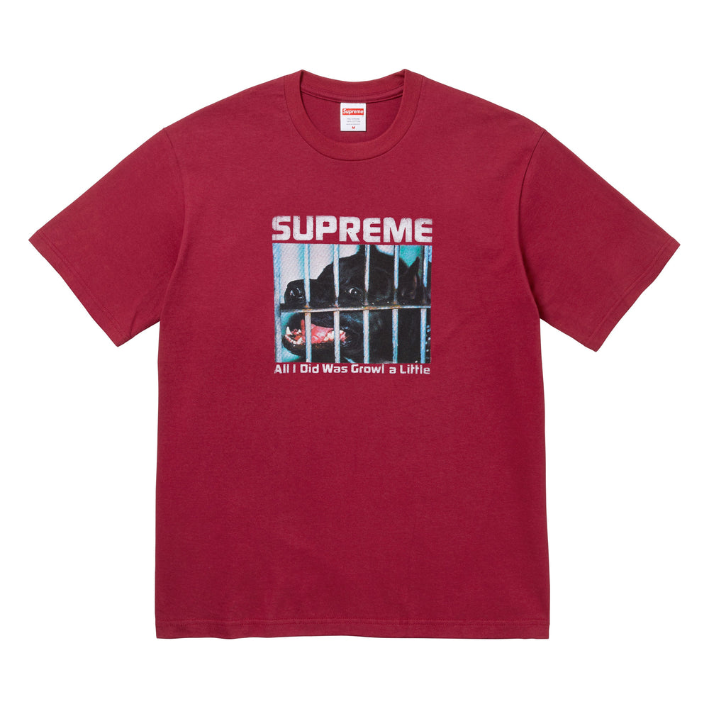 Supreme Growl cardinal T-shirt, front view