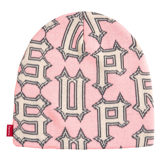Supreme Spike light pink beanie, front view