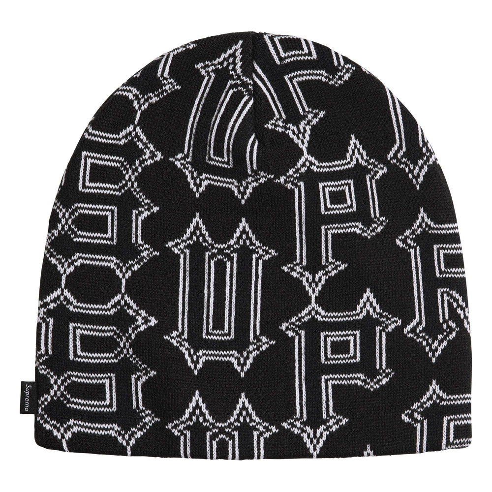 Supreme Spike black beanie, front view