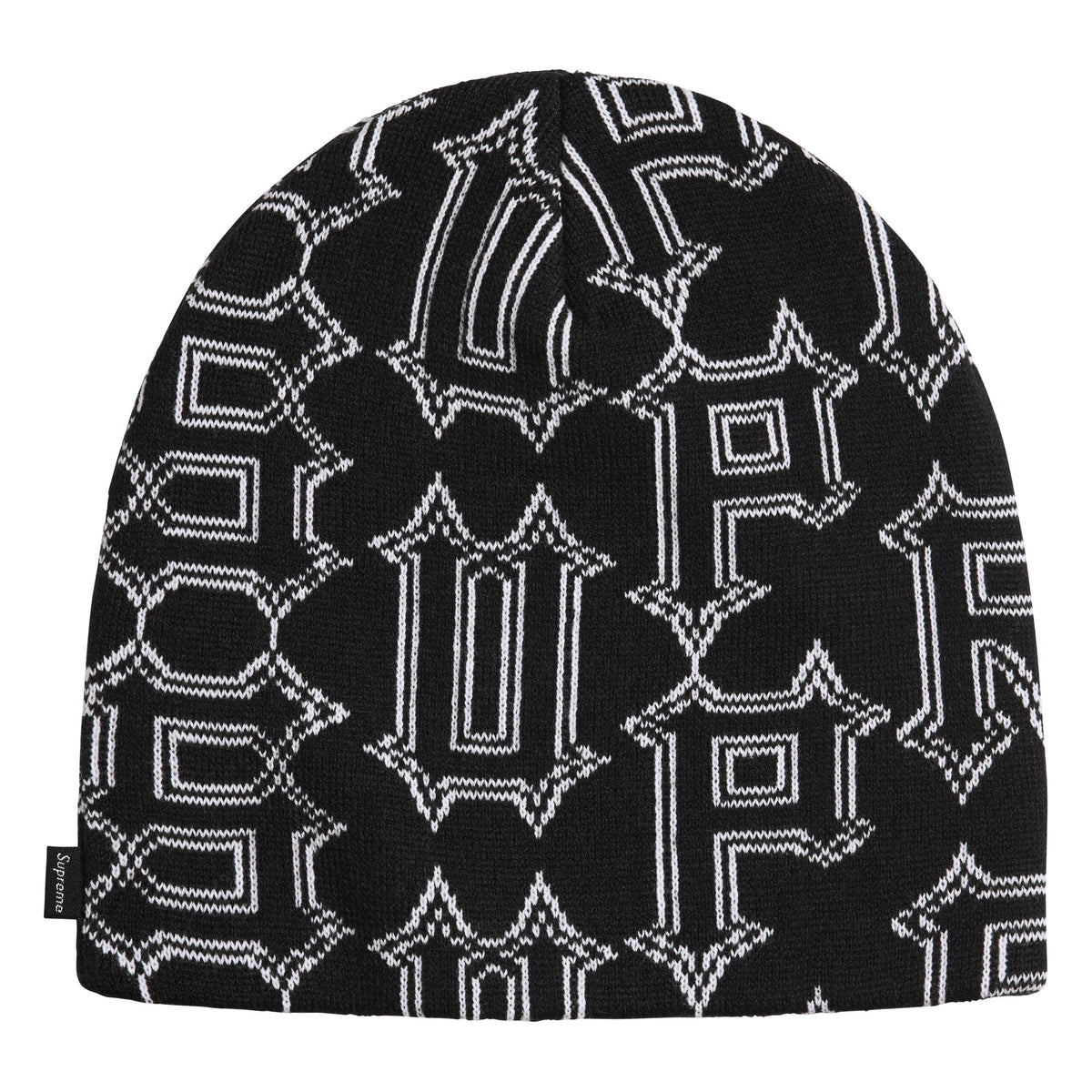 Supreme Spike black beanie, front view