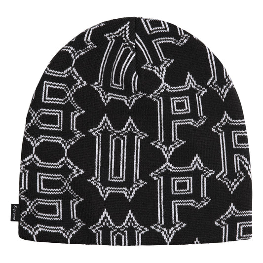 Supreme Spike black beanie, front view
