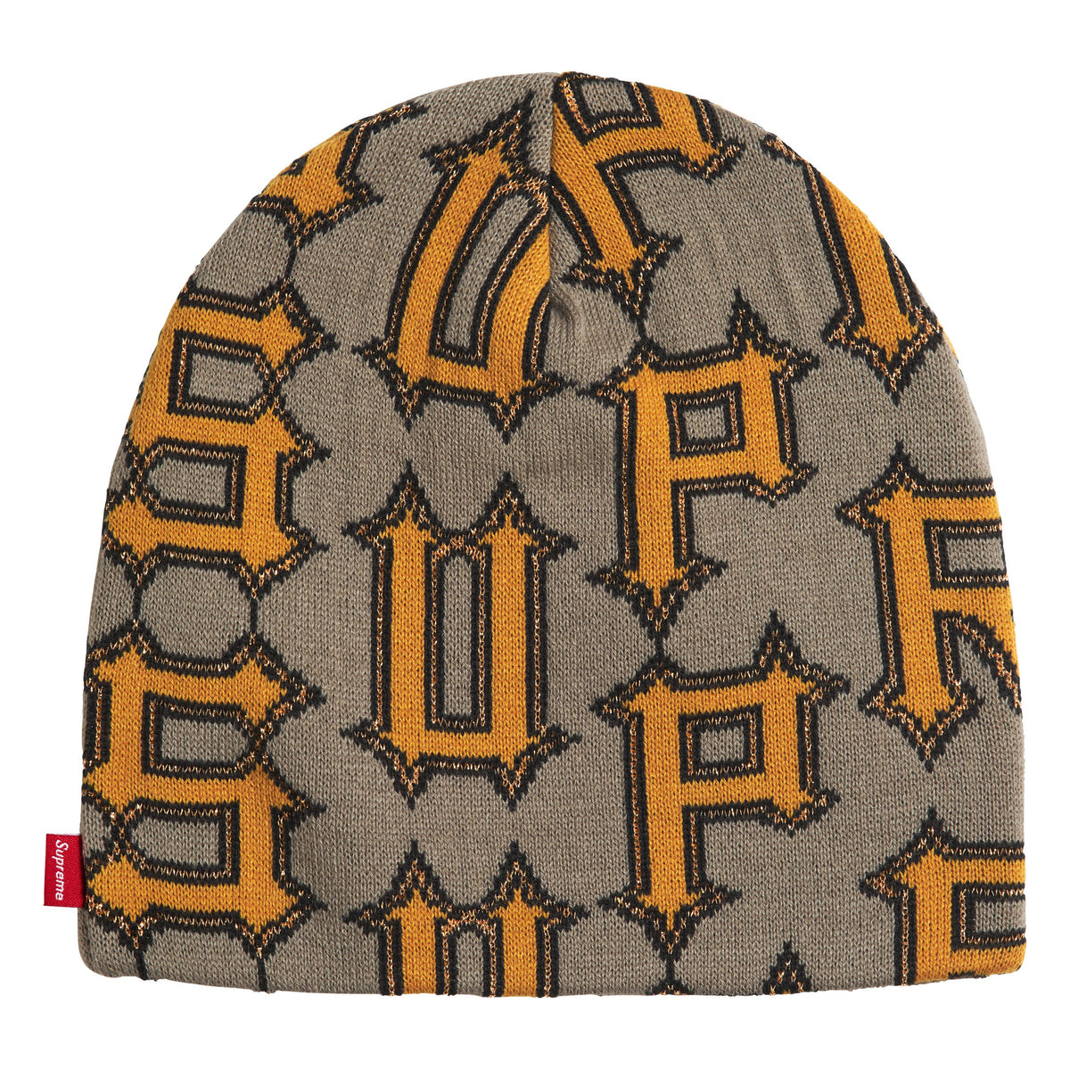 Supreme Spike grey beanie, front view