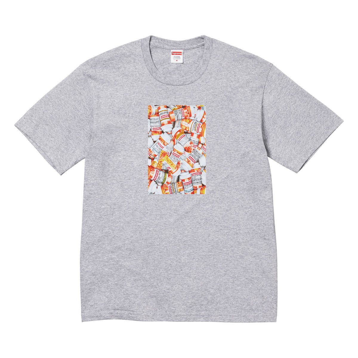 Supreme Pills heather grey T-shirt, front view