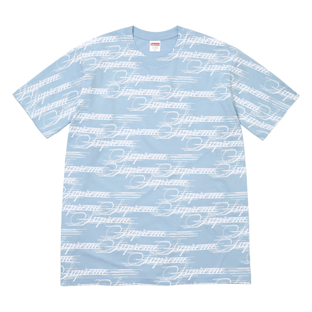 Supreme Script powder blue T-shirt, front view