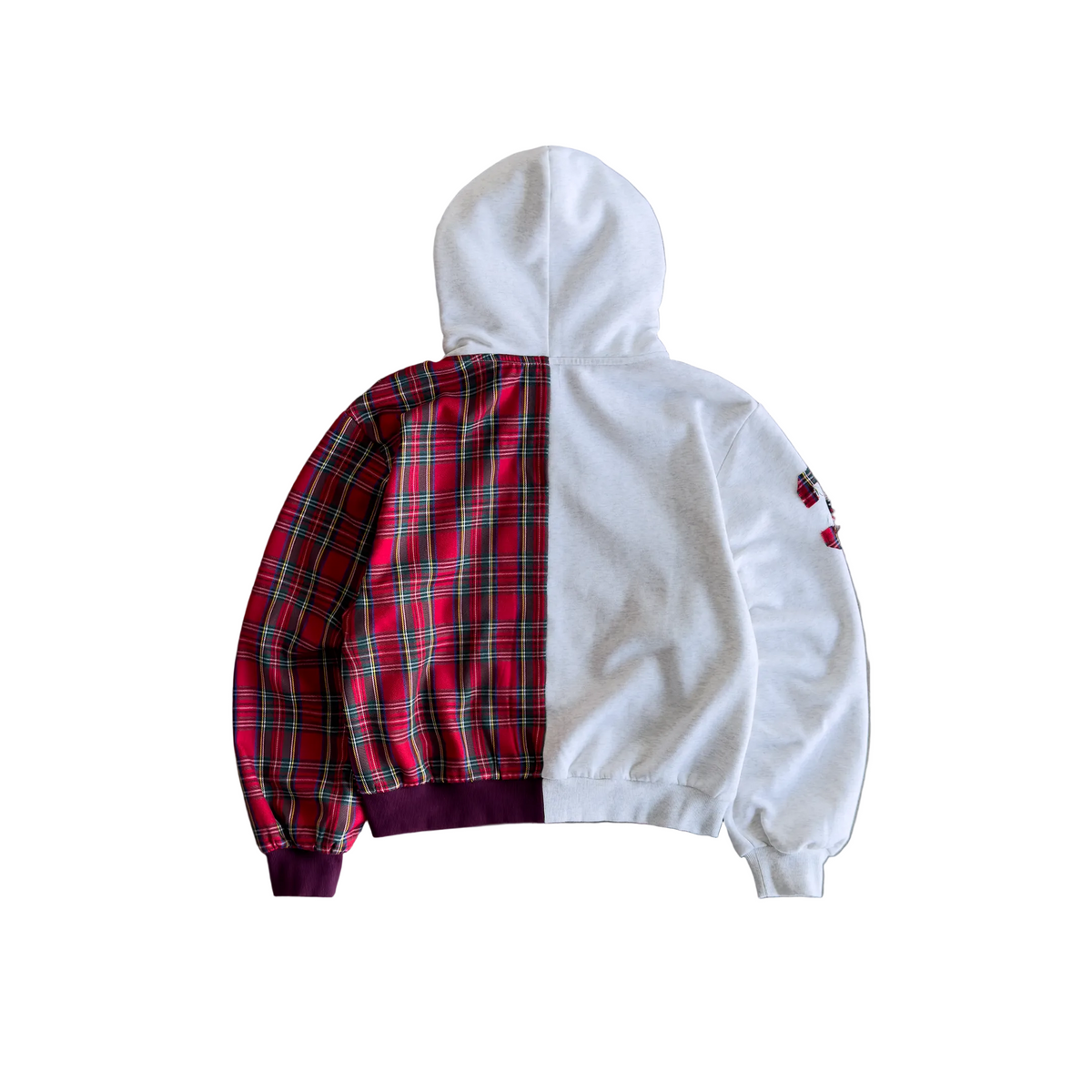 Bravest Studios Half Plaid zip up hoodie, back view