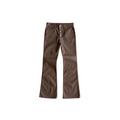 Bravest Studios Raw Flare Denim brown pants, front view