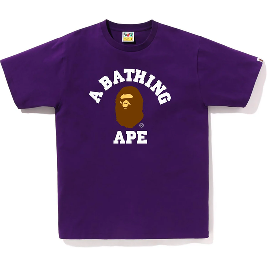 A Bathing Ape Bape College Purple Tee