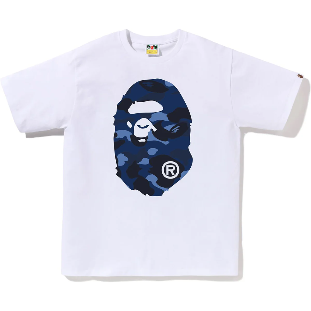 Bape Color Camo Big Ape Head White Blue Tee