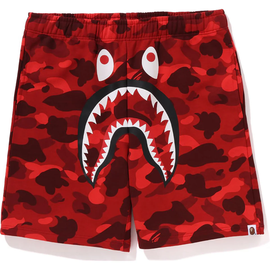 Bape Color Camo Shark Red Sweat Shorts