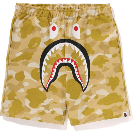 Bape Color Camo Shark Yellow Sweat Shorts