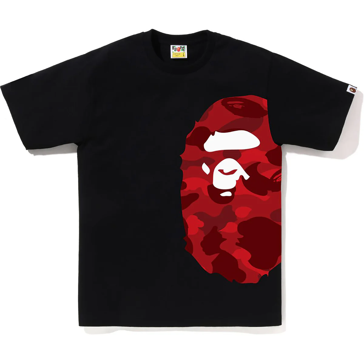 Bape Color Camo Side Big Ape Head Black Red Tee