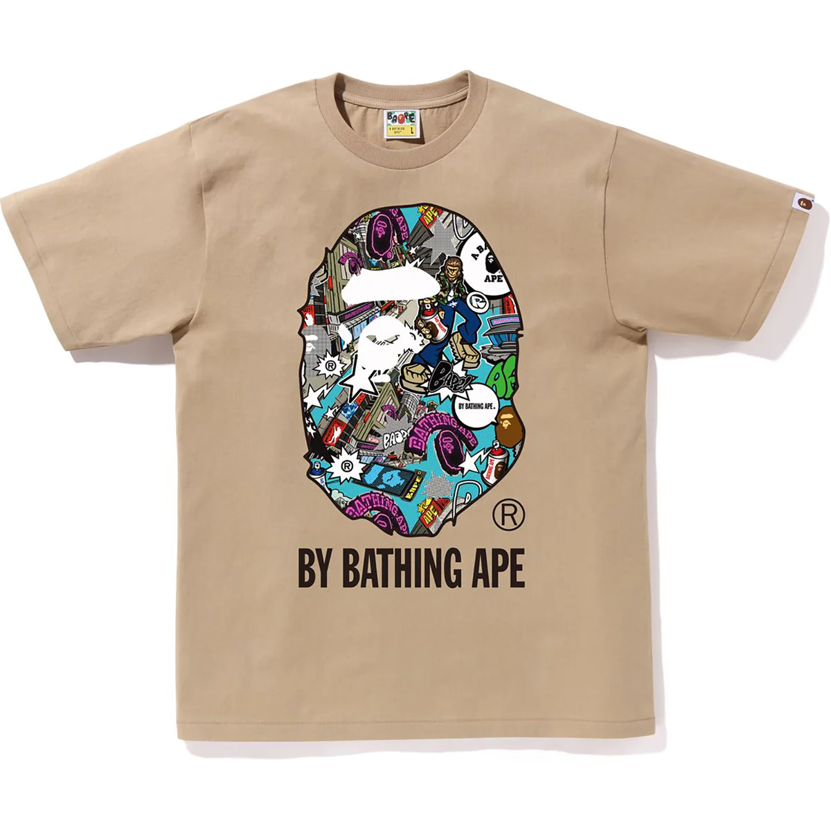 Bape Comic Art Ape Head Beige Tee