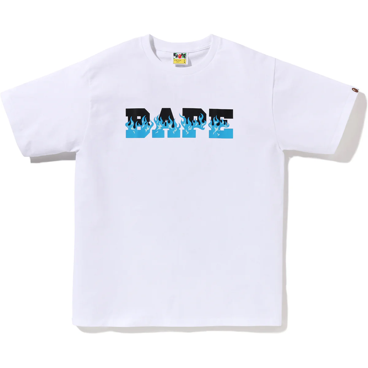 Bape Flame Bape Logo White Blue Tee